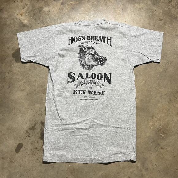 Vintage 90s Hog's Breath Saloon Key West Grey T-Shirt - Picture 3 of 5